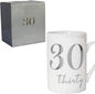 White Bone China Mug with Silver Foil Number - 30th Thirty 30 Birthday