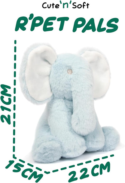 L & P Home & Gifts Lesser & Pavey R pet pals Nelly elephant blue Teddy Bear For Kids | Made Up of Recycled Bottles | Stuffed Animal Soft Toys | Ideal For Birthday or Baby Gift