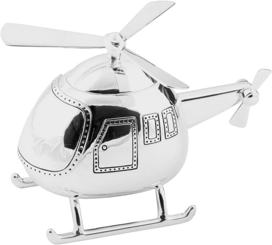 Juliana Bambino Silver Plated Money Box - Helicopter