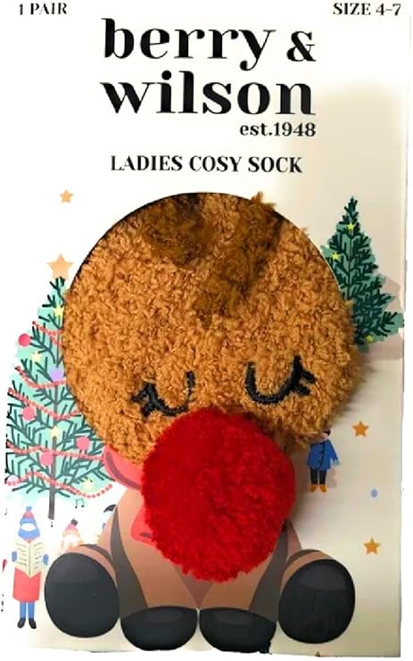 Berry & Wilson LADIES CHRISTMAS SUPER SOFT COSY/LOUNGE/BED SOCKS