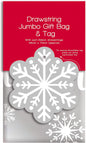Jumbo Santa Sack Drawstring Gift Bag & Tag Snowflake Design Xmas Eve Presents 46 x 70cm