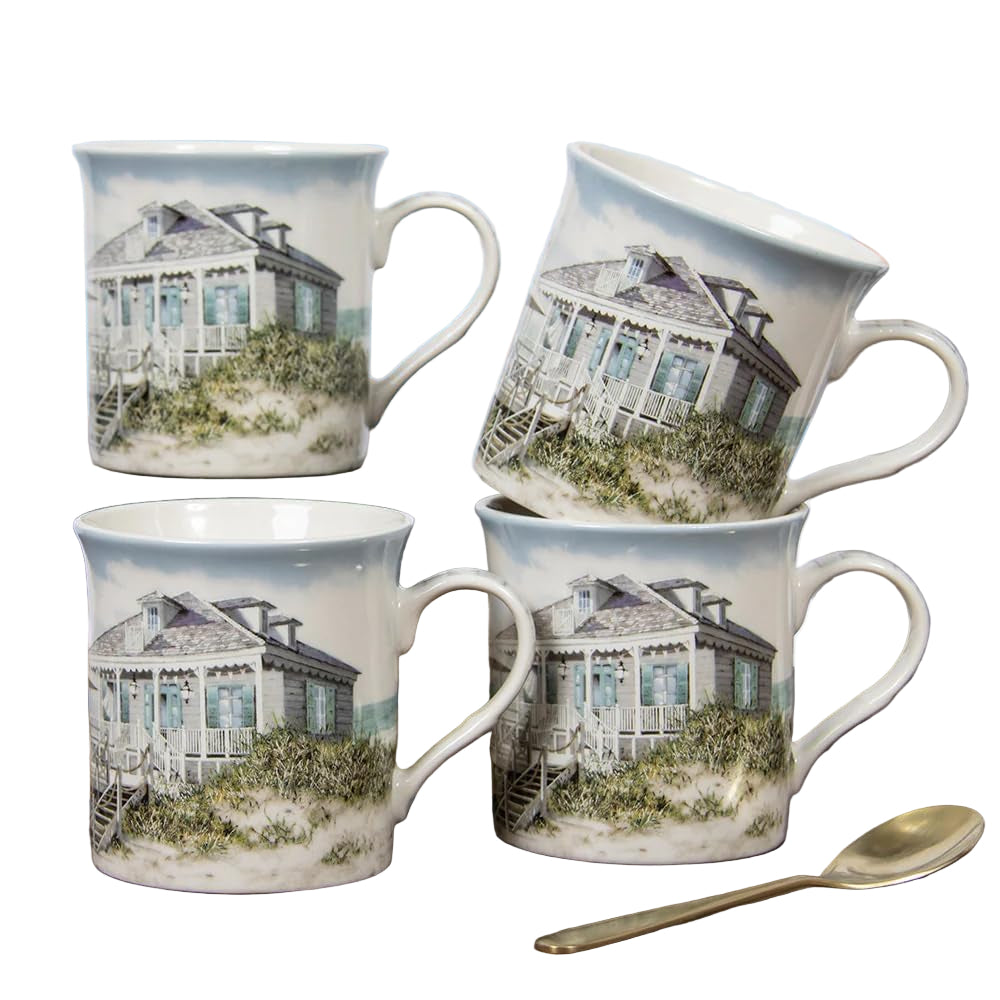 Lesser & Pavey British Designed Sea Breeze Mugs Set of 4 | Coffee Mugs for Tea & Coffee | Mug Set Perfect for Home or Office