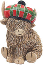 hcg Highland Cow Figurine, 25 cm, Red and Green Tartan Hat