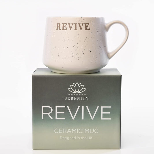 Serenity Debossed Ceramic Mug - Off White Colour with Speckle Effect  (Revive)