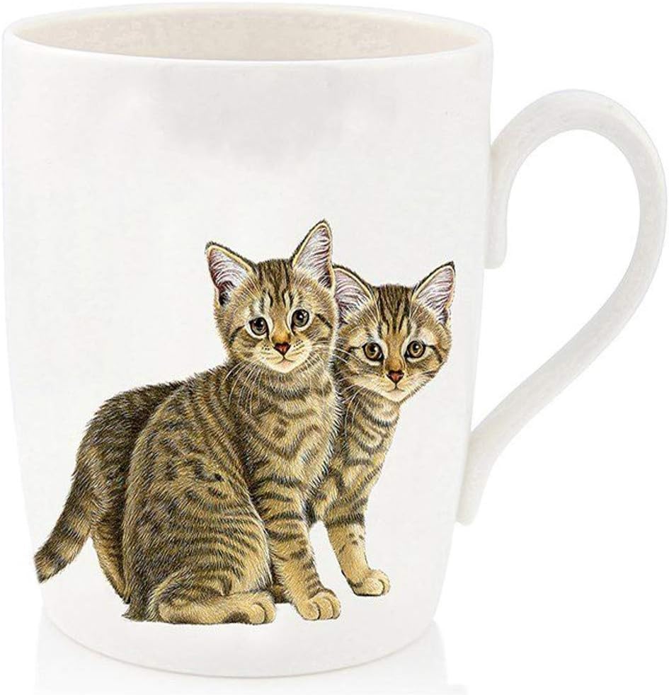 Cat China Mug Two Tabby Kittens 375mls Boxed