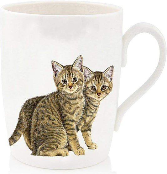 Cat China Mug Two Tabby Kittens 375mls Boxed