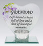 Grandad Glass Heart Memorial Plaque Tealight Candle Holder Floral