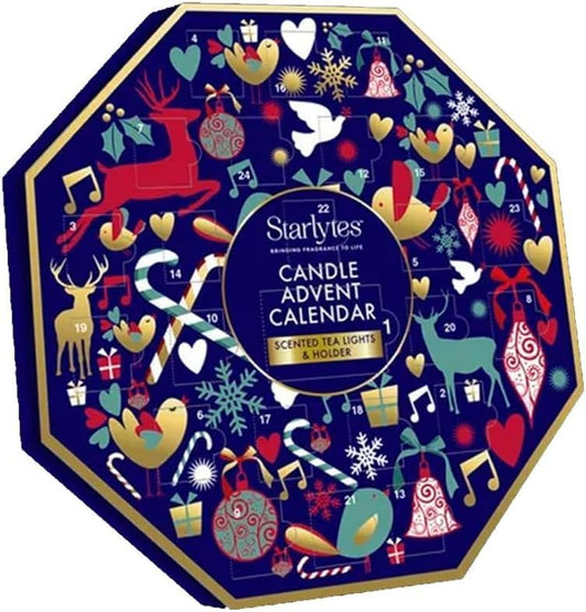 Starlytes Scented Tea Light Candle Advent Calendar, 24 Tea Lights and Holders