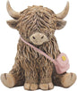 The Leonardo Collection Happy Highland Cow - Fashion Icon - Highland Cow Sitting with Handbag Figurine, LP73653