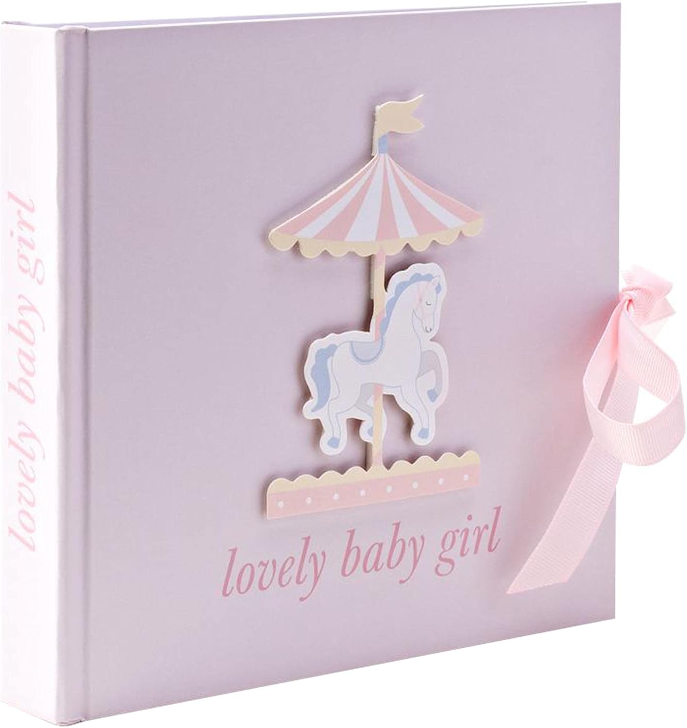 Baby Photo Album - 4'x6' - Carousel Design - Pink Baby Girl
