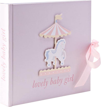 Baby Photo Album - 4'x6' - Carousel Design - Pink Baby Girl