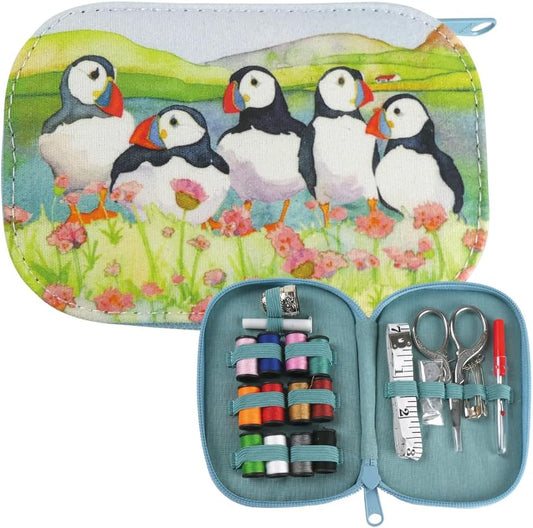 Emma Ball Sea Thrift Puffins Zipped Sewing Set Kit, Travel,Home Gift
