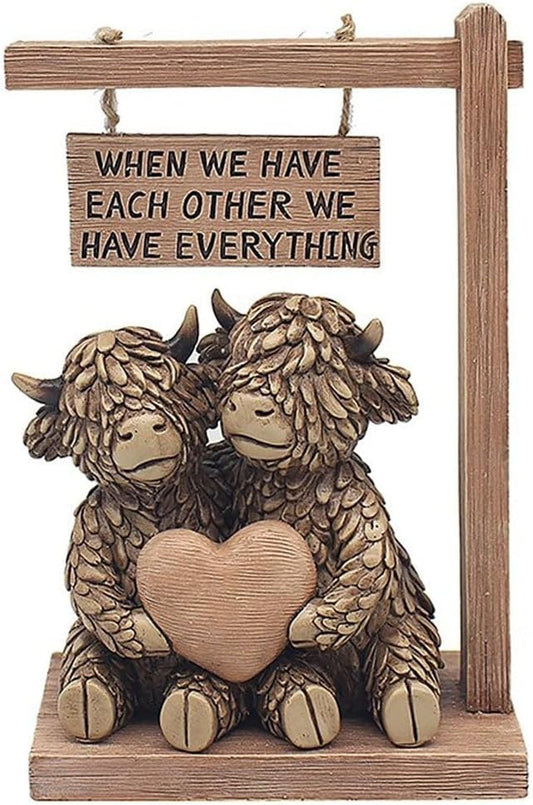 Lesser & Pavey Hughie Highland Cow Together Figurine For Home & Office | Home Decor Ornaments Gift For Women & Men | Beautiful Figurine For Indoor & Outdoor | Living Room Decor Ornaments