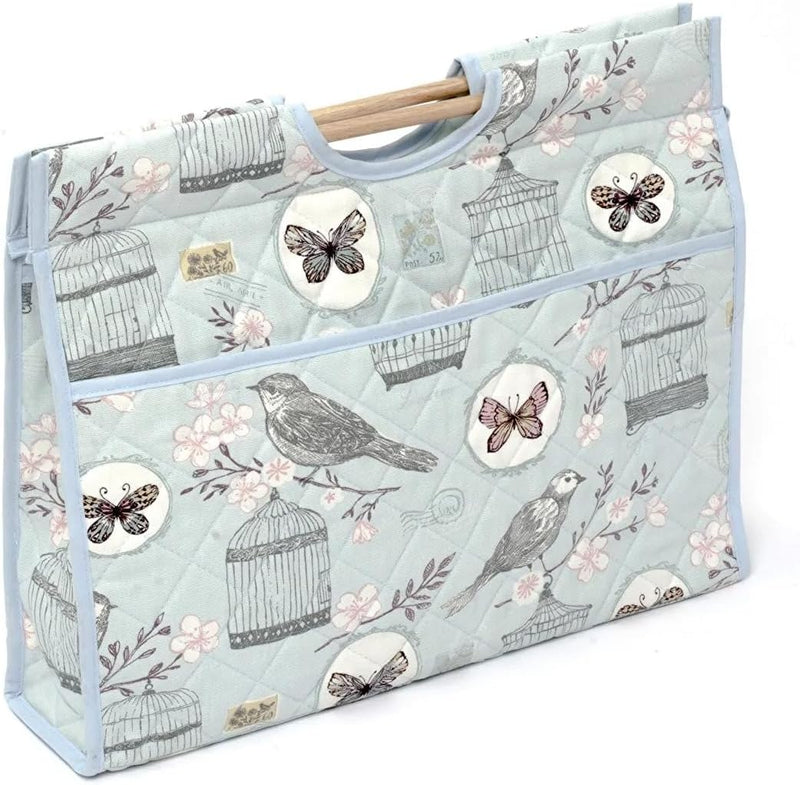 Hobby Gift Premium Craft Bag in a Multi-colour Bird Song Pattern on Blue (11 x 43 x 33.5cm)