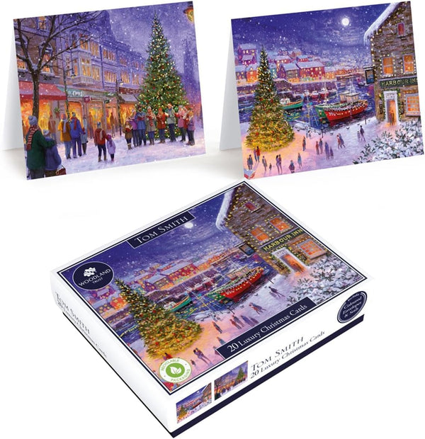 Tom Smith 20 Boxed Luxury Charity Christmas Cards Traditional Village Design