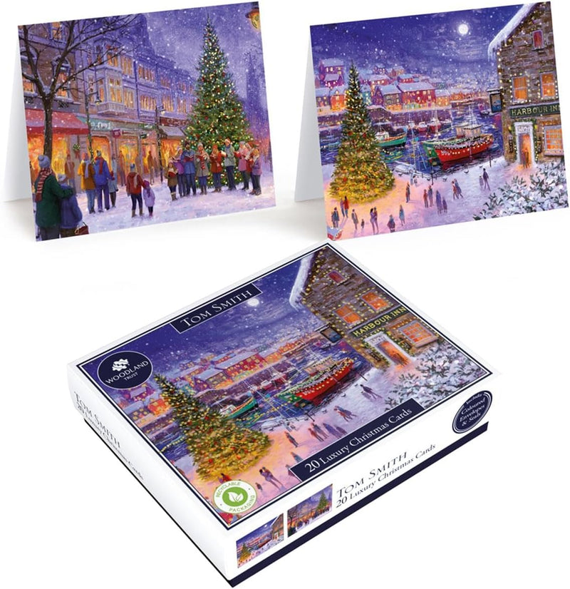 Tom Smith 20 Boxed Luxury Charity Christmas Cards Traditional Village Design