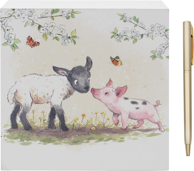 The Leonardo Collection Paper Shed Design Lamb & Piglet Memo Pad & Pen for Notes | Daily Memo for Office Use As 2025 Diary | Ideal Journals for Women & Men | Lovely Journal for 2025 Planner
