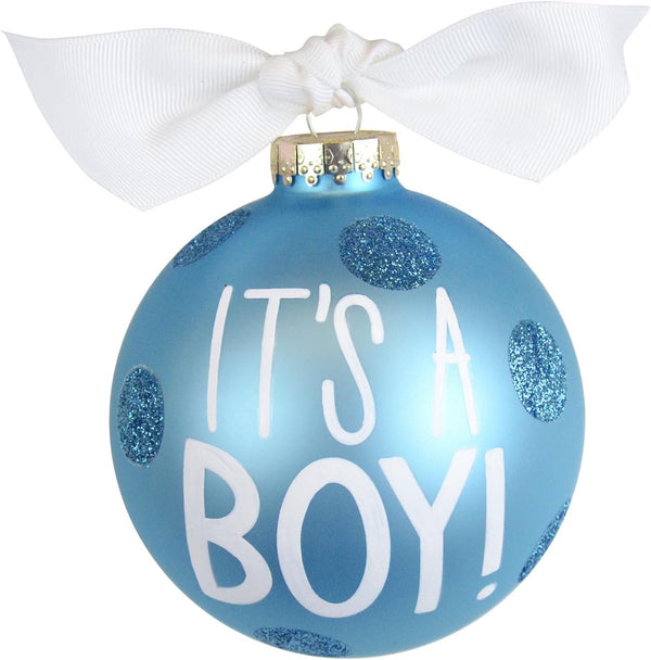 BLUE/Dots Bauble 10cm 'It's A BOY NEW BABY GIFT 1ST CHRISTMAS BAUBLE ORNAMENT