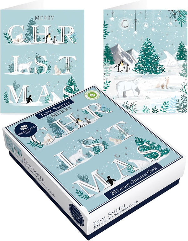 Tom Smith 20 Boxed Luxury Eco Friendly Christmas Cards 2 Polar Christmas Designs