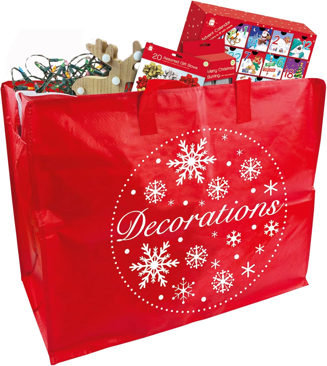 Christmas Decoration Re-usable Storage Bag with Handles and Zip 58cm x 30cm