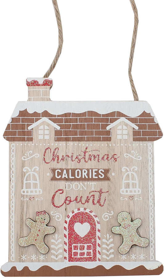 Christmas Gingerbread Wooden Plaque - Christmas Calories Don't Count