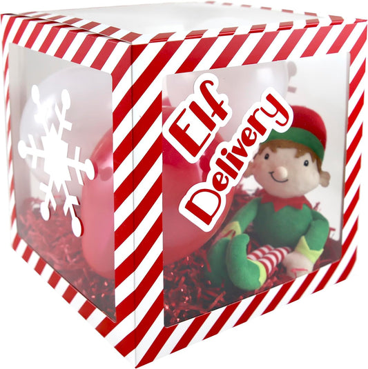 Eurowrap Elf Arrival Christmas Balloon Box Xmas Decoration Christmas Eve Includes 4 Balloons and 6 Adhesive Christmas Stickers