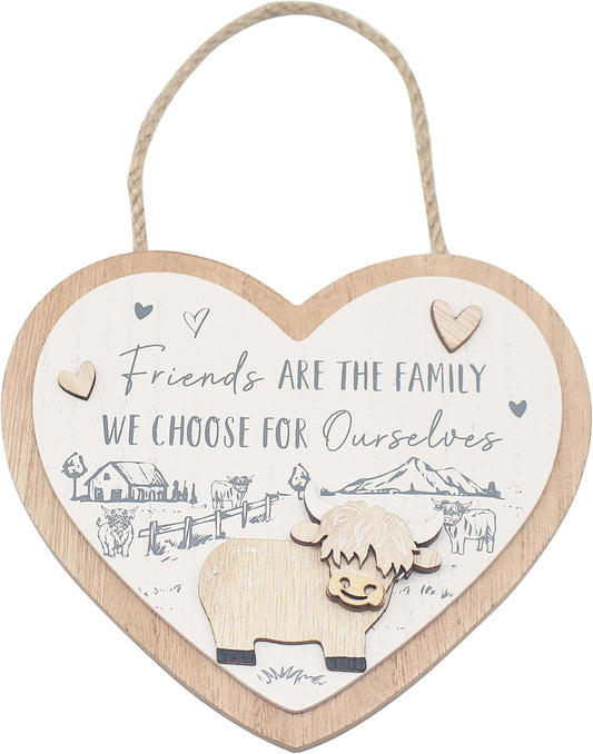 Lesser & Pavey Love & Affection Highland Cow Wooden Plaque - Friends For Home Decor & Gift | Wooden and Acrylic Plaques For Home and Office | Ideal Signs & Plaque Birthday Gifts For Women & Men