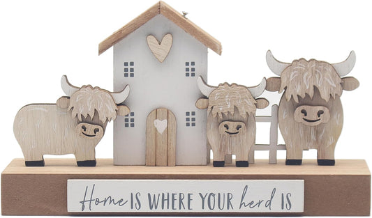 Highland Cow Stand Plaque House Home
