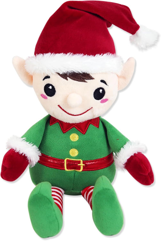 Elf Plush 8" – Festive Christmas Soft Toy with Santa Hat & Green Elf Outfit – Cute Cuddly Decoration & Gift for All Ages