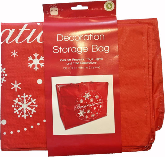 Christmas Decoration Re-usable Storage Bag with Handles and Zip 58cm x 30cm