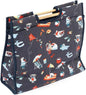 Hobby Gift Classic Sewing Bag in a Multi-colour Pug Pattern on Dark Grey (11 x 32 x 28cm)