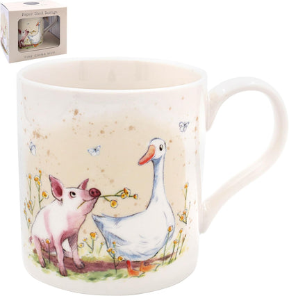 The Leonardo Collection Paper Shed Design Pig & Duck Mug  Stylish Ceramic