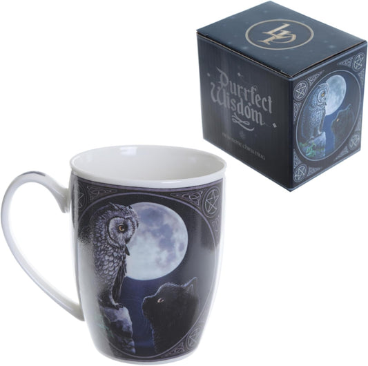 Puckator Lisa Parker Purrfect Wisdom Owl and Cat Porcelain Mug