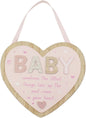 Love & Affection Baby Hanging Wooden Heart Plaque Pink For Home Decor & Gift | Wooden and Acrylic Plaques For Home