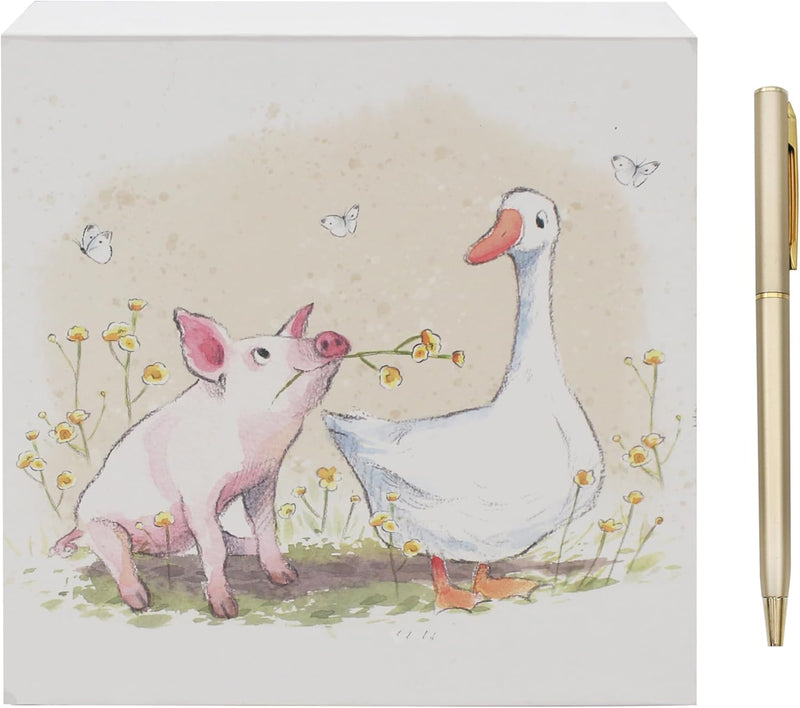 The Leonardo Collection Paper Shed Design Pig & Duck Memo Pad & Pen For Notes | Daily Memo For Office Use As 2025 Diary | Ideal Journals For Women & Men | Lovely Journal For 2025 Planner