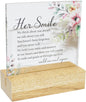 Memorial Glass Plaque on a Wooden Base - Her Smile