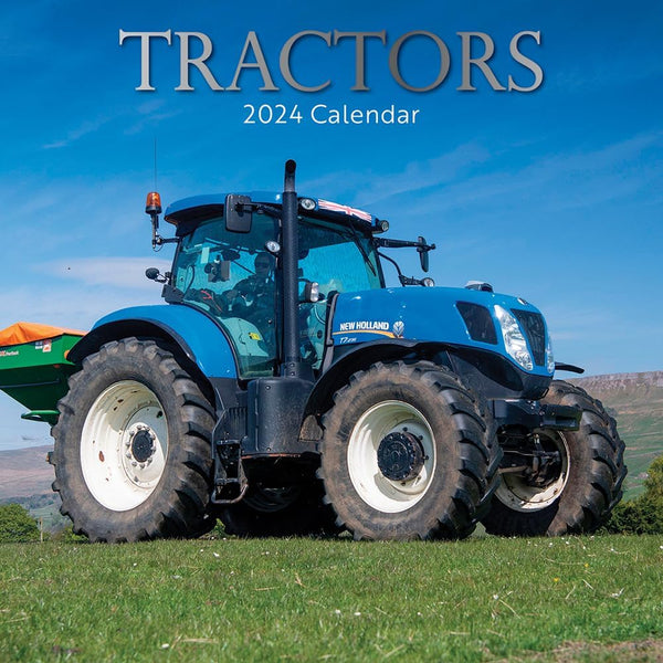 2024 Square Wall Calendar - Tractors 12 x 12 Inch Monthly View, 16-Month, Art Theme, Includes 180 Reminder Stickers