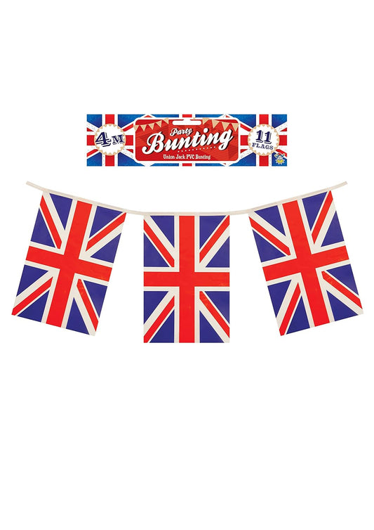 HENBRANDT PVC Plastic Bunting 4m Union Jack Party 11 Flags