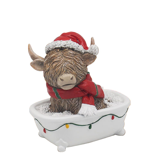 The Leonardo Collection Highland Cow In Bath Figurines & Ornaments For Home & Office | Decorative Home Accessories Statues For Indoor & Outdoor | Lovely Gifts for Women & Men