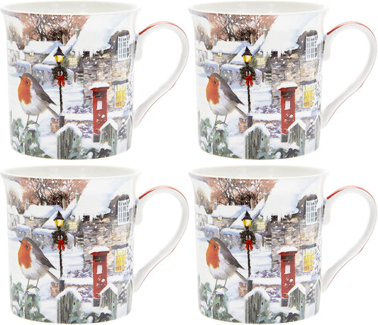 Christmas Christmas Tableware - Set of 4 Mugs - Robin Design