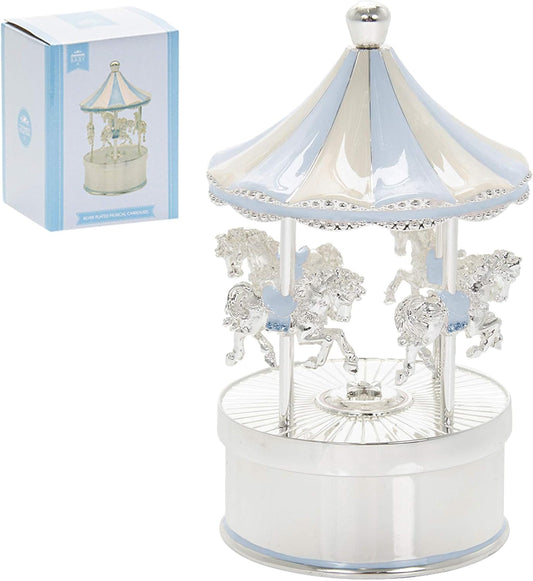 Silver Plated Musical Carousel Blue By Lesser & Pavey