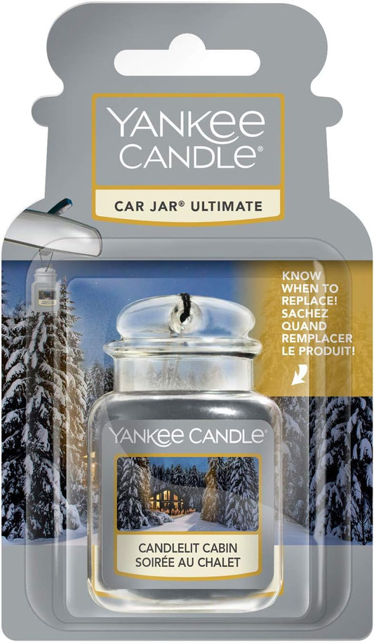 Yankee Candle Car Jar Ultimate Air Freshener, Candlelit Cabin, Alpine Christmas Collection  pine