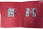 A Valentine's Day card featuring two teddy bears on a red background with hearts and the inside of the card displaying a romantic message.
