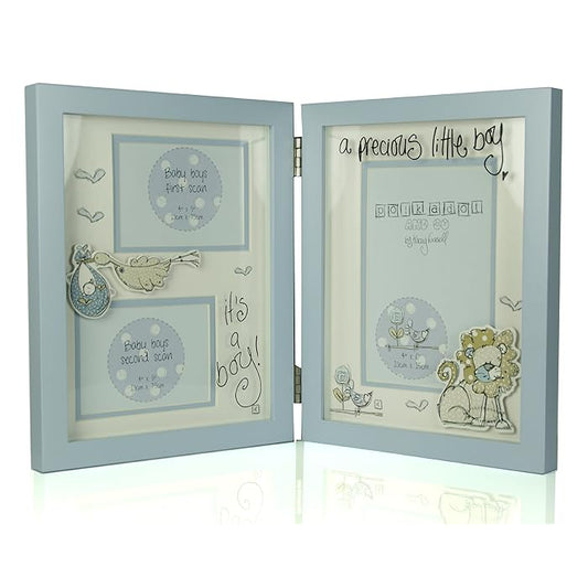 Tracey Russell Polka Dot Mdf Photo Frame & 1St  & 2Nd Scan Boy