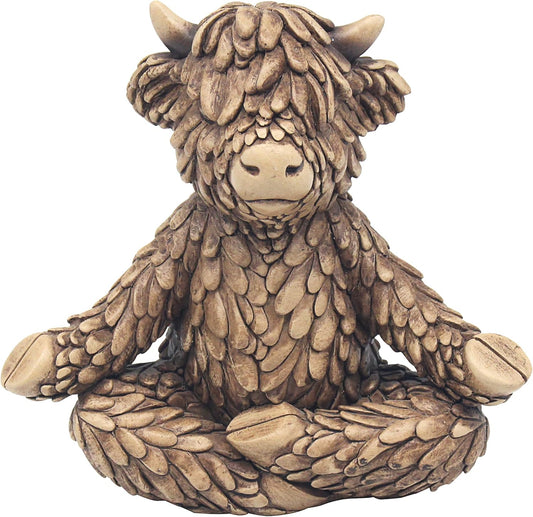 Lesser & Pavey Hughie Highland Cow Yoga Figurines Statues For Home Decor | Ideal Ornaments Friendship Gifts For Women & Men | Lovely Table Centerpiece & Living Room Accessories