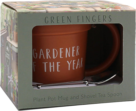 The Leonardo Collection Gardener of The Year Mug & Spoon Green Fingers