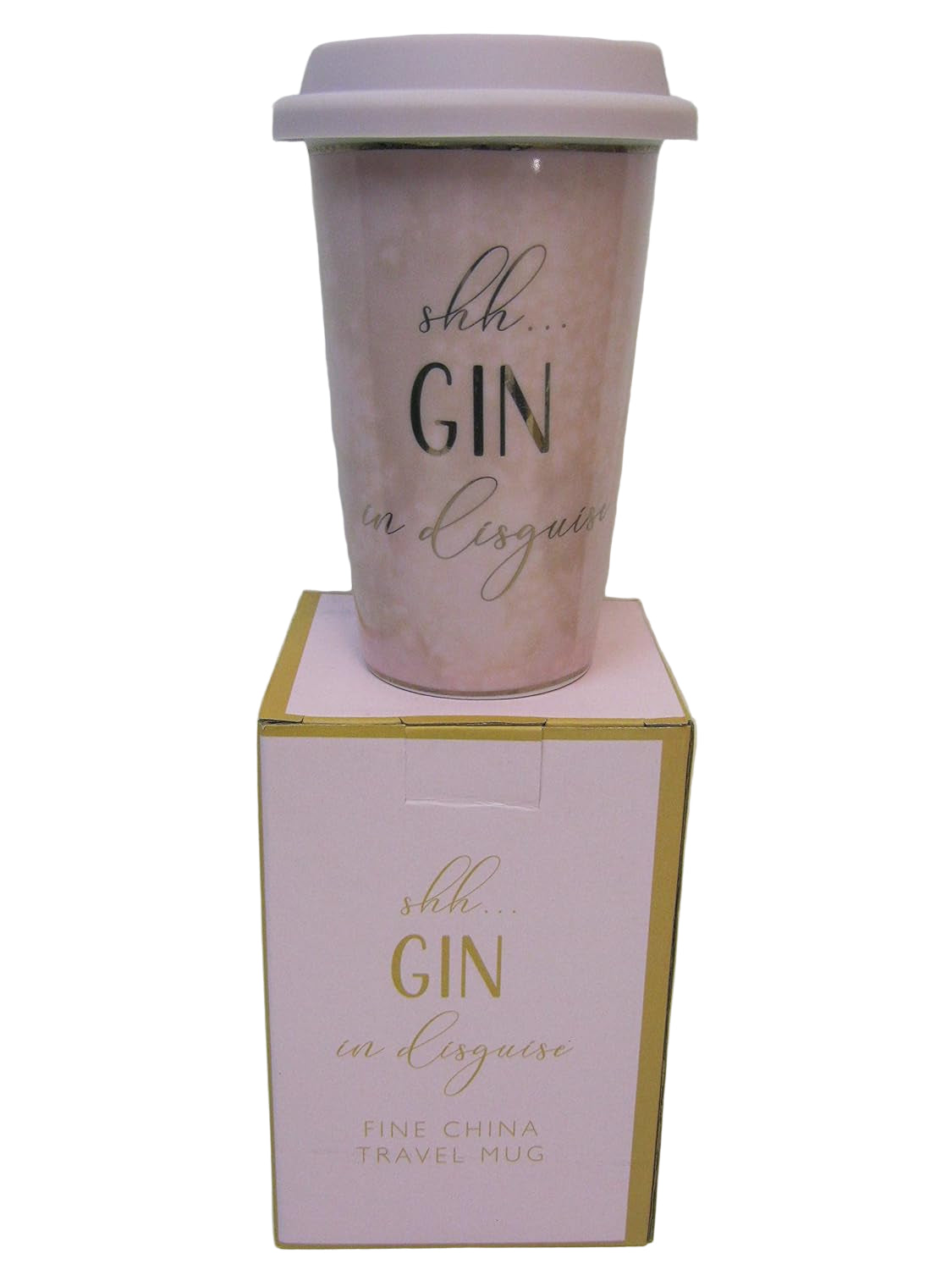 Travel Mug Coffee Latte Cup Pink Marble Ceramic Body Pink Silicone Lid Shh Gin