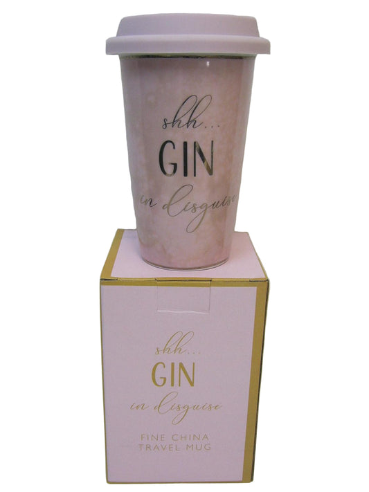 Travel Mug Coffee Latte Cup Pink Marble Ceramic Body Pink Silicone Lid Shh Gin