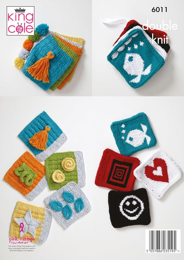 King Cole Baby Knitting Pattern Double Knit Baby Sensory Play Blanket and Tassel Books (6011)