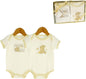 Cute Button Corner Set of 2 Short Sleeved Babygrows 0-3 months in gift box